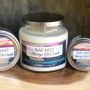 Massage Oil Candle, Bay Mist, 16 oz glass jar